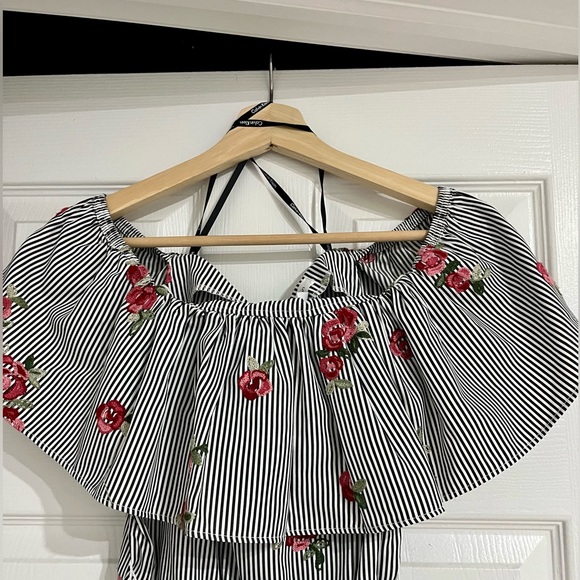 Calvin Klein - Embroidered Midi Striped Dress - Picture 4 of 5